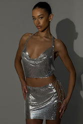 Sequin Tie Back Crop Top + Skirt Set | Dress In Beauty